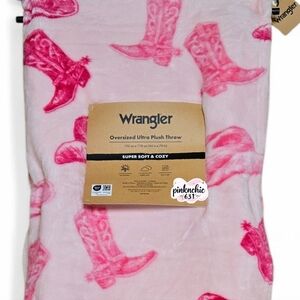 Wrangler Pink Boots And Hats Western Print Plush Cowgirl Blanket